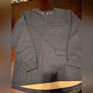 LL Bean Katahdin Iron Works® Bonded Waffle Fleece Henley, Mens XL Tall, Navy GUC